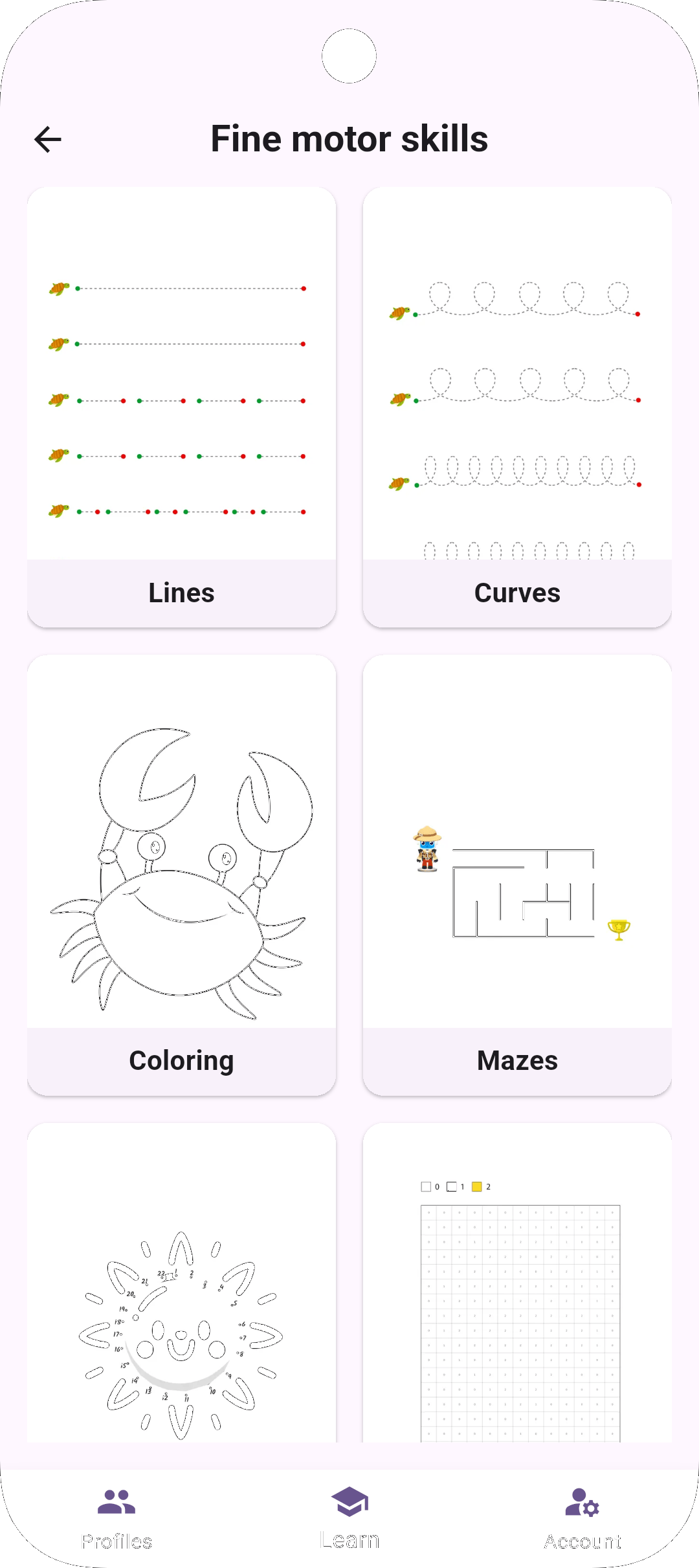 Fine motor skills screenshot