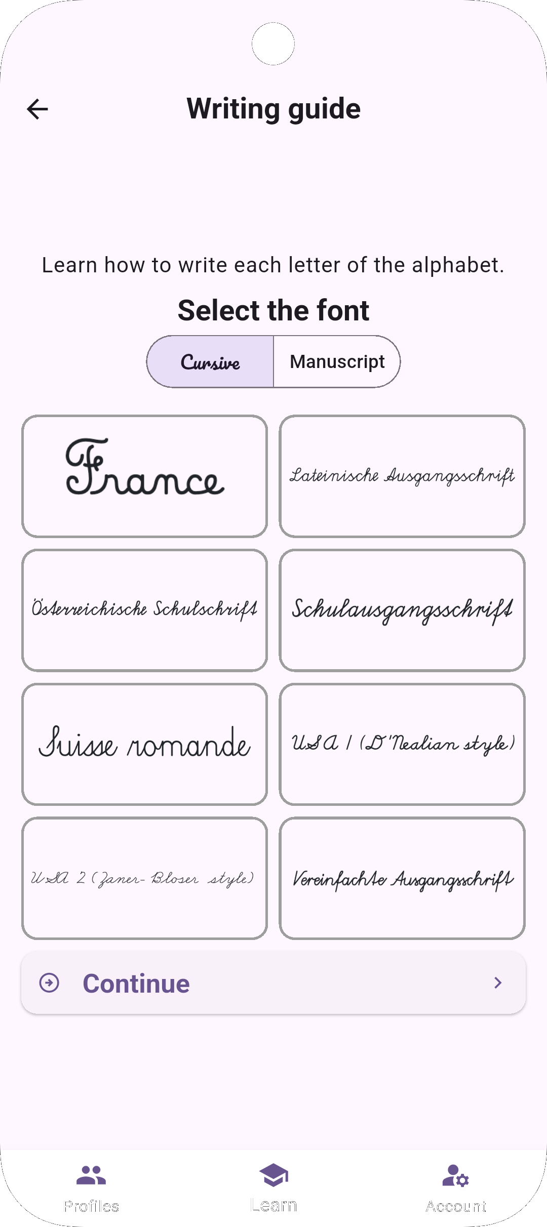 Fonts screenshot
